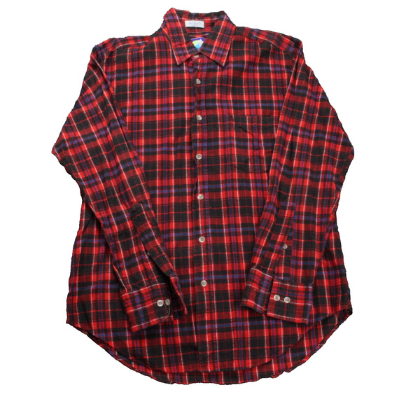Northcrest Mens Medium Red Plaid Flannel Long Sleeve VTG Lumberjack - Picture 1 of 13